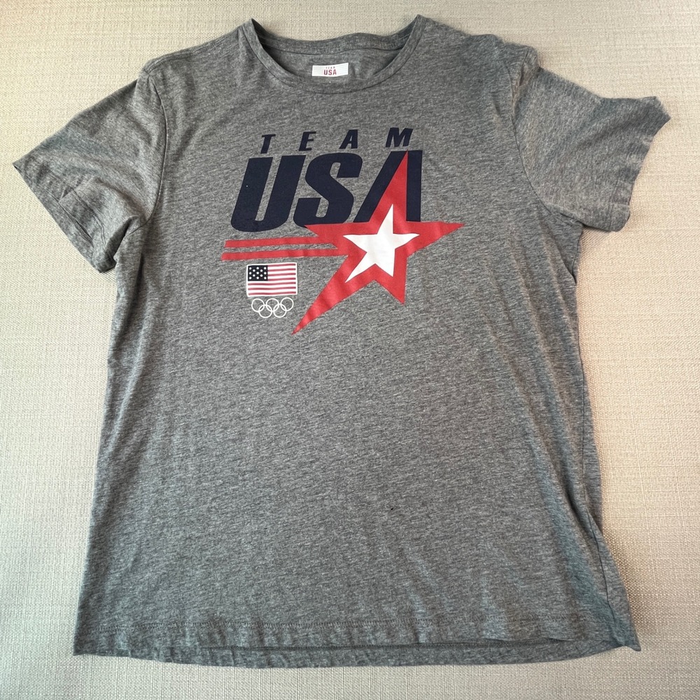Outerstuff‎ Team USA Olympic T-Shirt Mens Large Gray Graphic Short Sleeve Tee